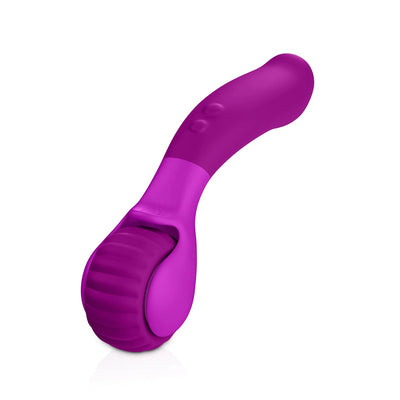 Front-facing angled g-spot, clitoral and full body massage wheel JJ-violet