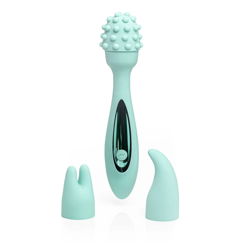 Front facing clitoral wand massager with three pleasure heads JJ-cactus green