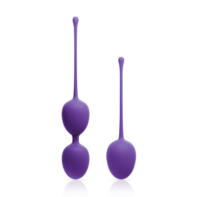 Front-facing FDA-cleared silicone dual and single weight kegel trainers purple