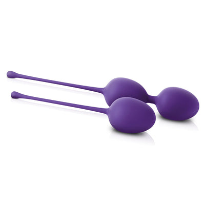 Front-facing FDA-cleared silicone dual and single weight kegel trainers purple