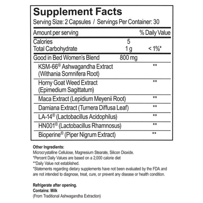 Supplement facts for Good in Bed Women's Blend