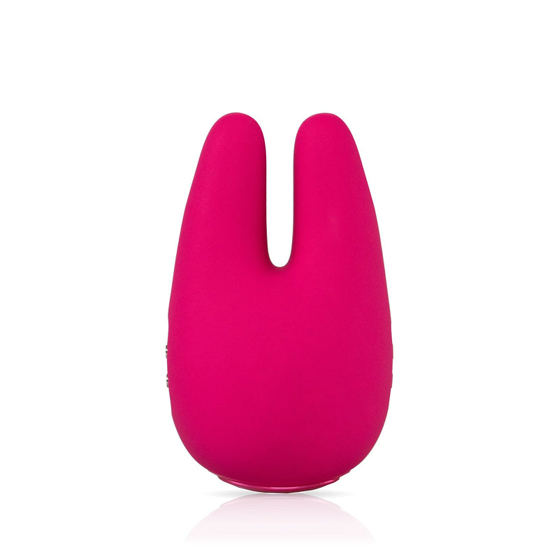 Back facing two prong clitoral vibrator in pink 