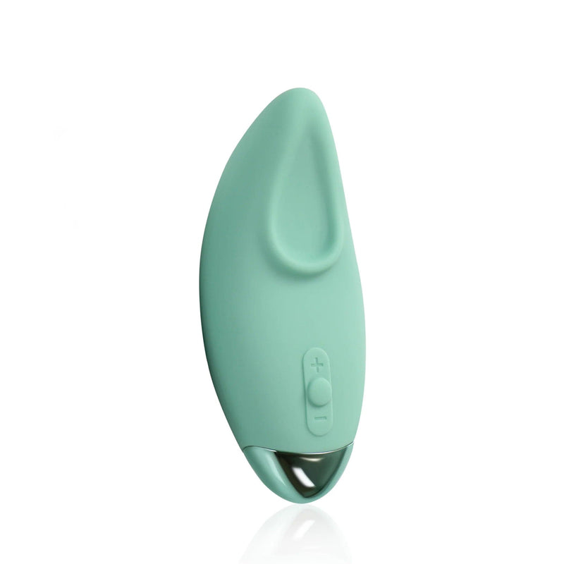 Side of the curved small vibrator Form 3 green or teal by JimmyJane 