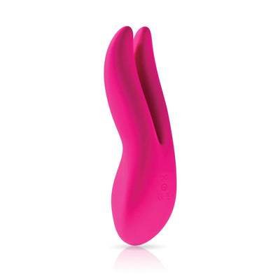 Ascend 2 clitoral stimulator in JJ-pink side facing view