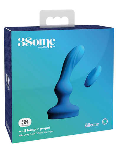 Packaging picture with image on package of 3Some Wall BangerP-Spot - Blue