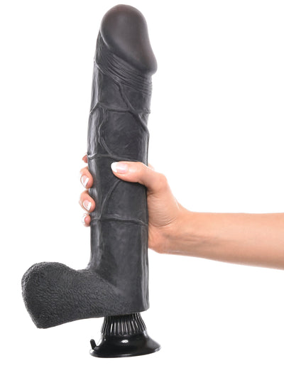 10 Inch Realistic Dildo black color - Model holding