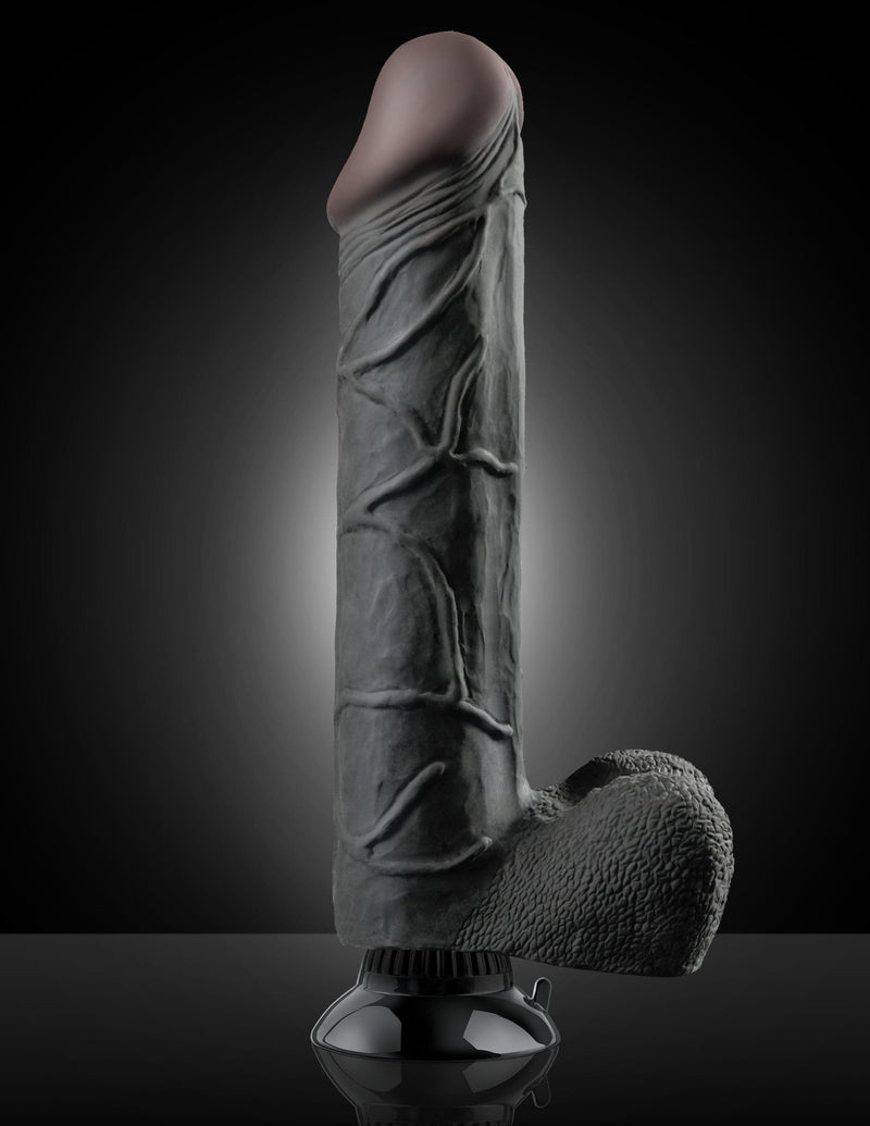 10 Inch Realistic Dildo black color - with veins and suction cup