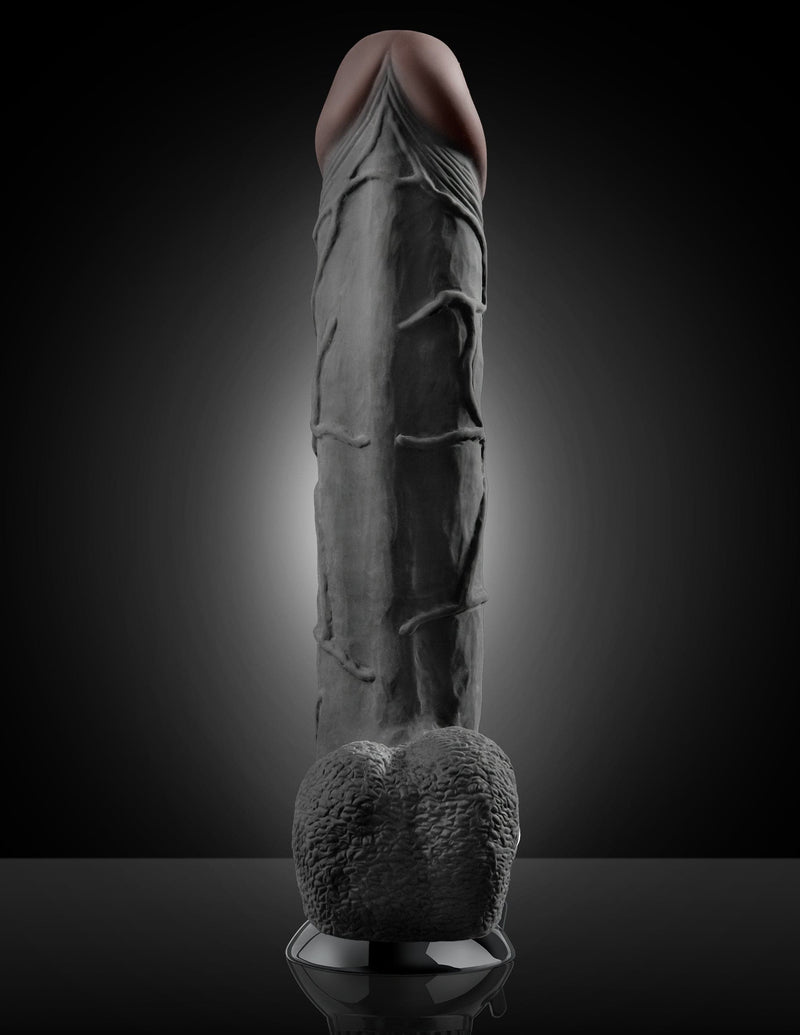 10 Inch Realistic Dildo black color - with veins side image