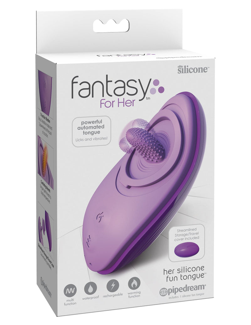 Tongue Vibrator made by Silicone in the purple color box