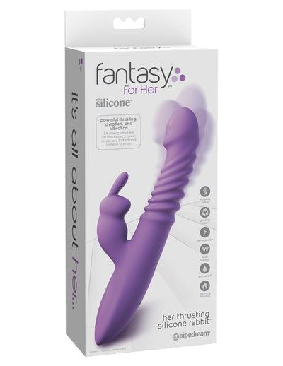 Thrusting Rabbit Vibrator Silicone Purple - Fantasy