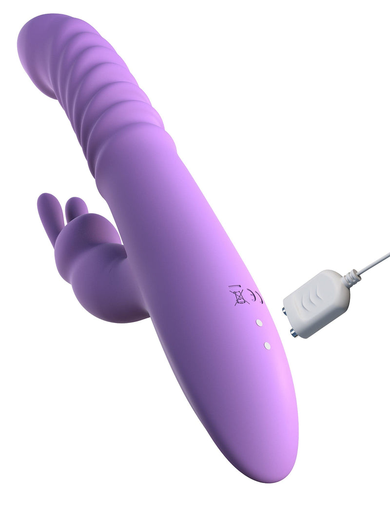 Thrusting Rabbit Vibrator Silicone Purple - Charging Cable