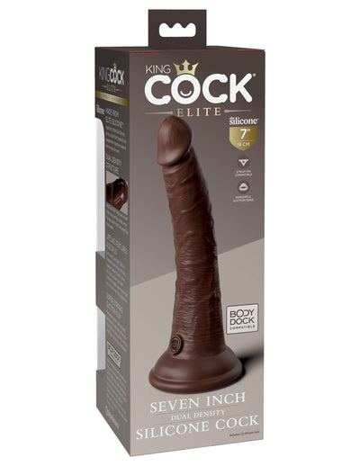 king-cock-elite-7-silicone-dual-density-cock-brown