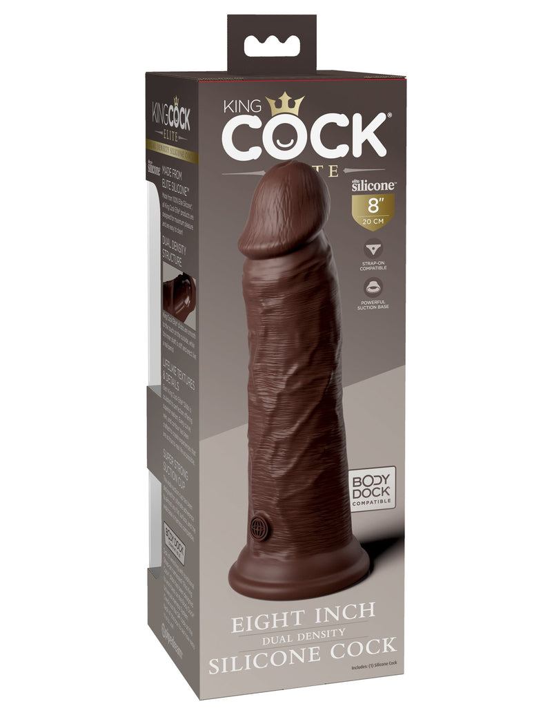 king-cock-elite-8-silicone-dual-density-cock-brown