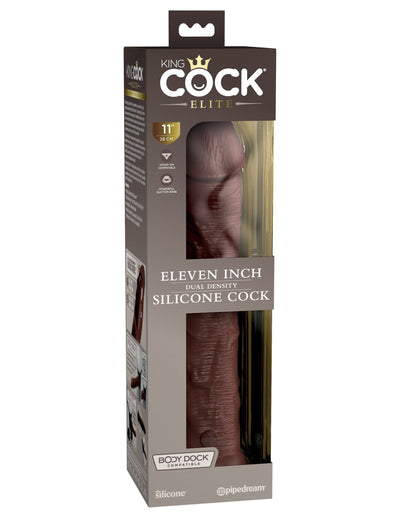 king-cock-elite-11-silicone-dual-density-cock-brown