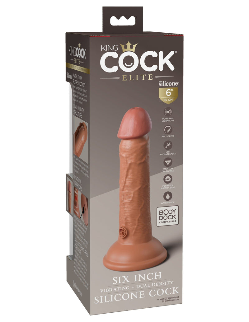 king-cock-elite-6-vibrating-silicone-dual-density-cock-tan