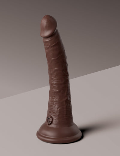 king-cock-elite-7-vibrating-silicone-dual-density-cock-with-remote-brown