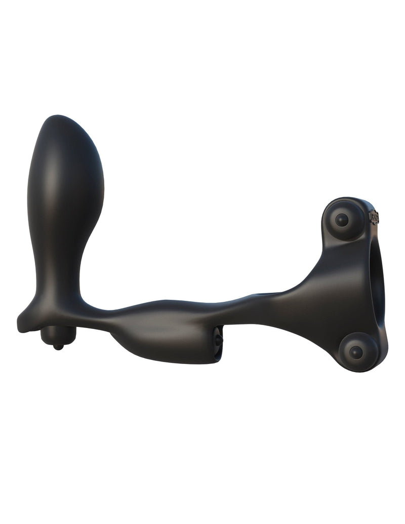 Penis Ring with Anal Plug black silicone